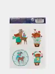 Наклейки со светящимся слоем "Снежные друзья", 10,5 х 14,8 см