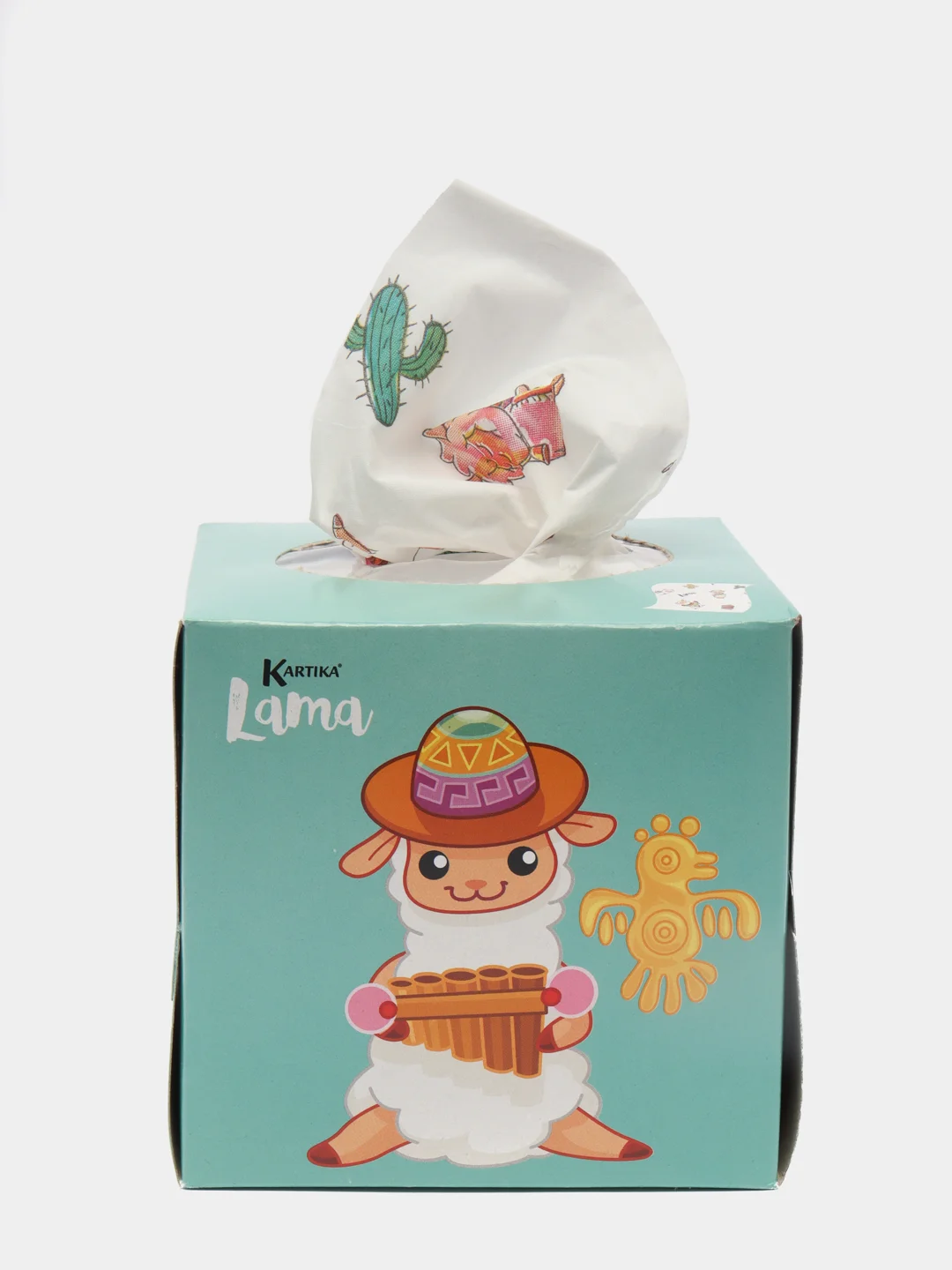 Салфетки выдергушки "Лама" с рисун. 3 слоя,56 шт, 20х20 см, World Cart (LAM-FC-01/бирюза)