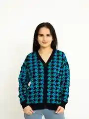 Тёмно-бирюзовый кардиган женский цветной, на пуговицах