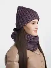 Фиолетовый комплект: шапка и  снуд ЯЛТА