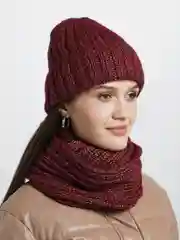Бордовый комплект: шапка и  снуд ЯЛТА