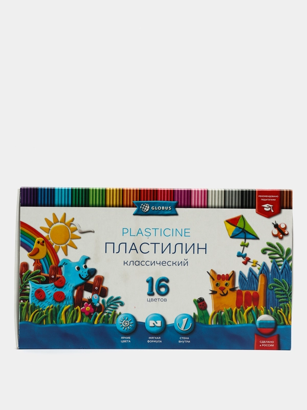 Пластилин GLOBUS "Классический", 16 цветов, 320 г