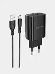 Черный сетевое зарядное устройство (СЗУ) BOROFONE BN1 Innovative с кабелем для Type-C / Lightning