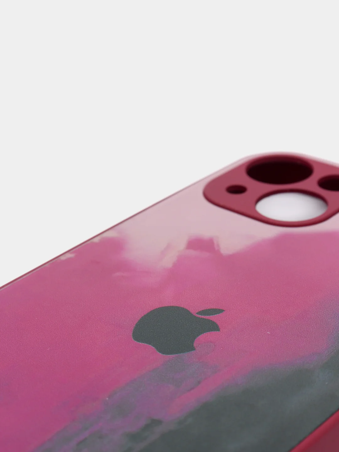 Багровый чехол для iPhone 11 / 12 / 13 Pro Max, Айфон, с закаленным стеклом на задней панели