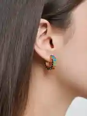 Лазурный серьги-кольца со стразами