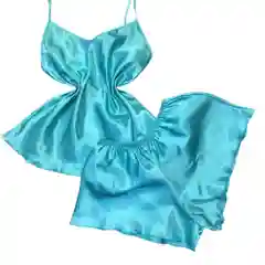 Бирюзовый пижама женская, шелковая