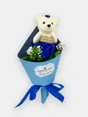 Морской букет из мыльной розы с мишкой
