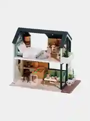 Зеленый конструктор интерьерный, кукольный игрушечный дом, румбокс двухэтажный Собери сам