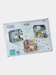 Серый конструктор интерьерный, кукольный игрушечный дом, румбокс двухэтажный Собери сам
