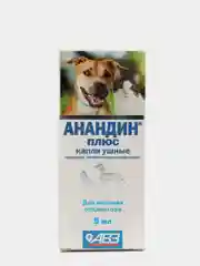 Капли ушные для животных "Анандин", для лечения отитов и отодекозов у собак и кошек, 5 мл