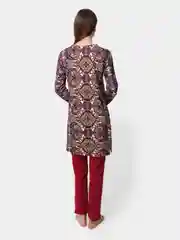 Красный туника женская домашняя из хлопка, мусульманское платье, рубашка, удлиненное, трикотажное