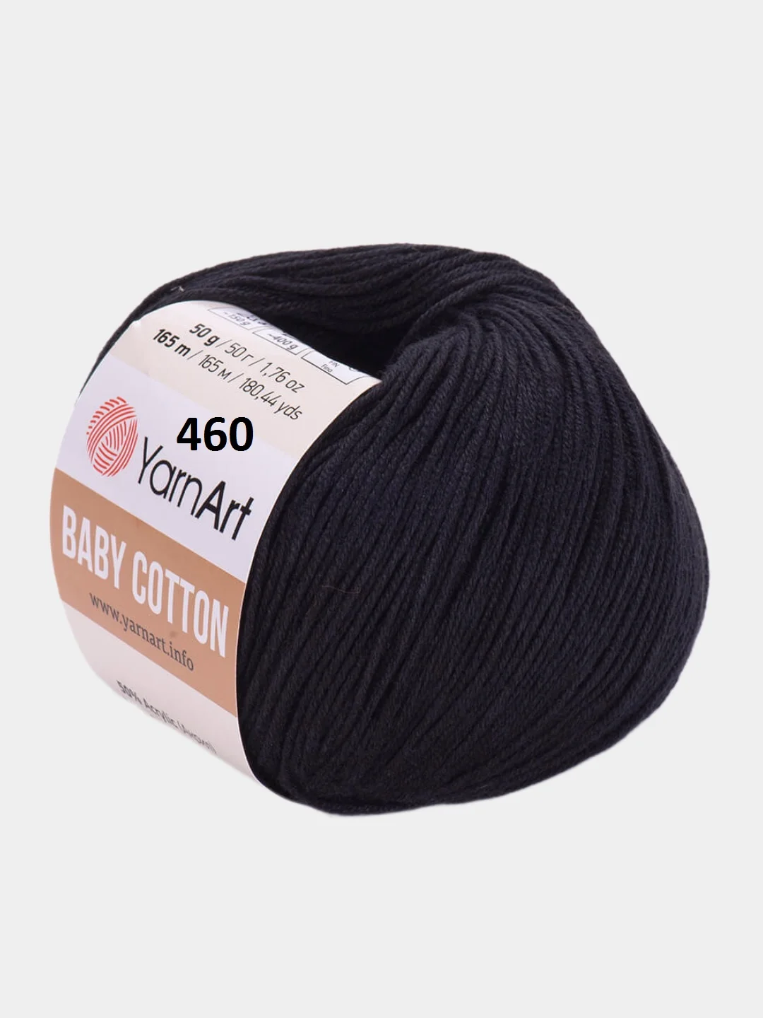 Черный пряжа YarnArt Baby cotton, 50 г, 165 м, акрил и хлопок