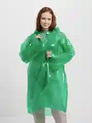 Зеленый дождевик-плащ с капюшоном
