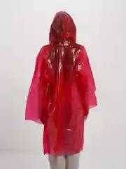 Красный дождевик-плащ с капюшоном