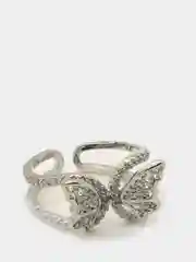 Женское кольцо "Crystal Butterfly" с напылением из серебра, Регулируемый размер
