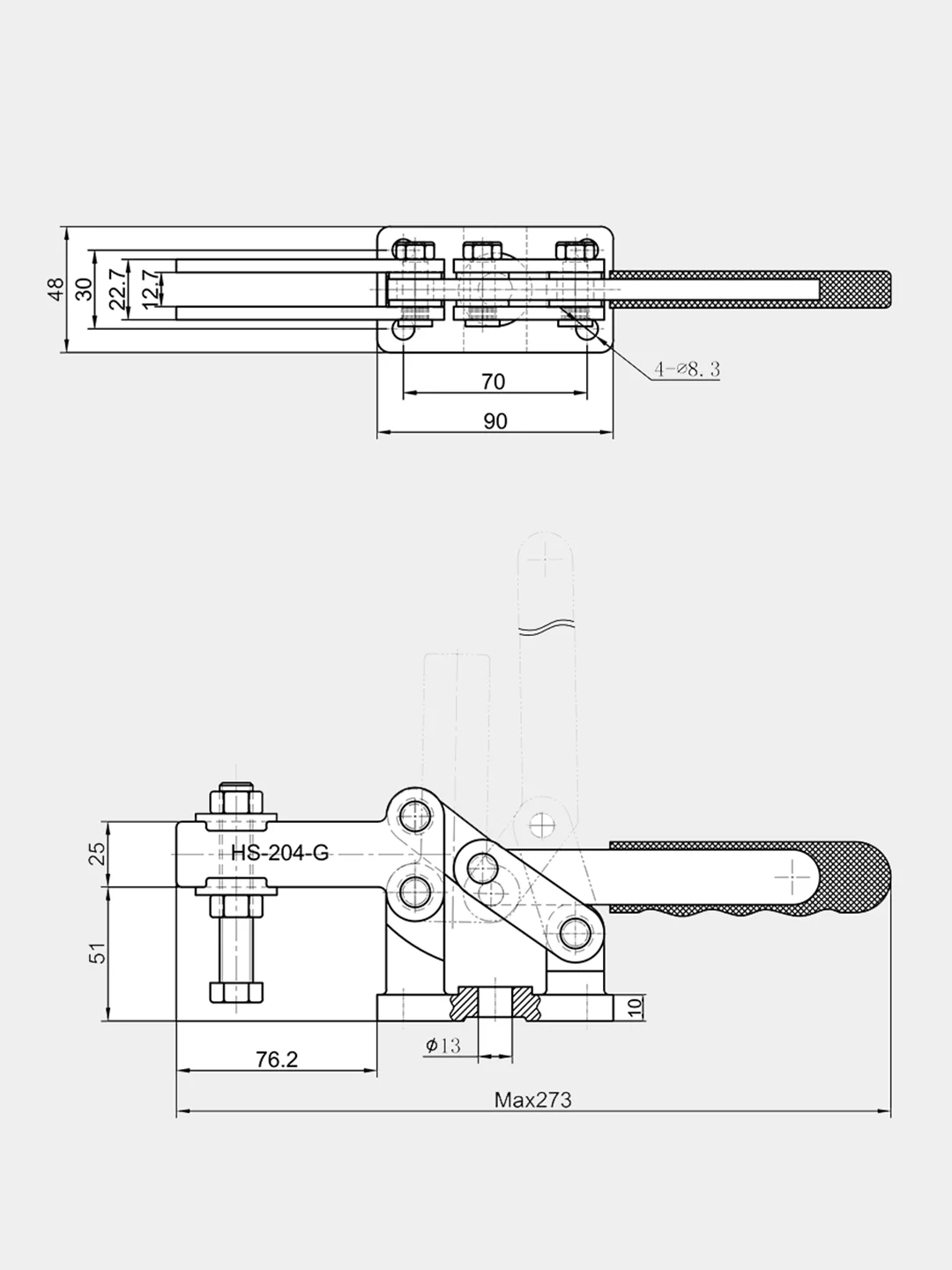 HS CLAMP Зажим с горизонтальной рукоятью HS-204-G