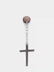 Серебряный серьга-гвоздик из нержавеющей стали с крестом/мужская серьга/серьга с цепочкой и крестом