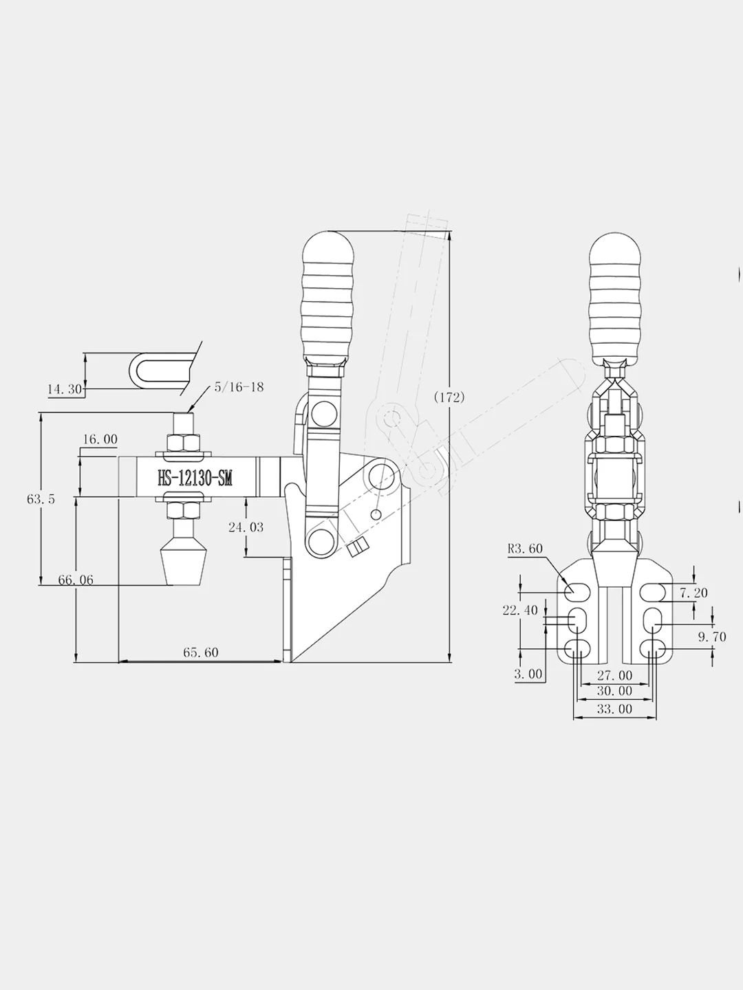 Зажим с вертикальной рукоятью HS CLAMP HS-12130-SM