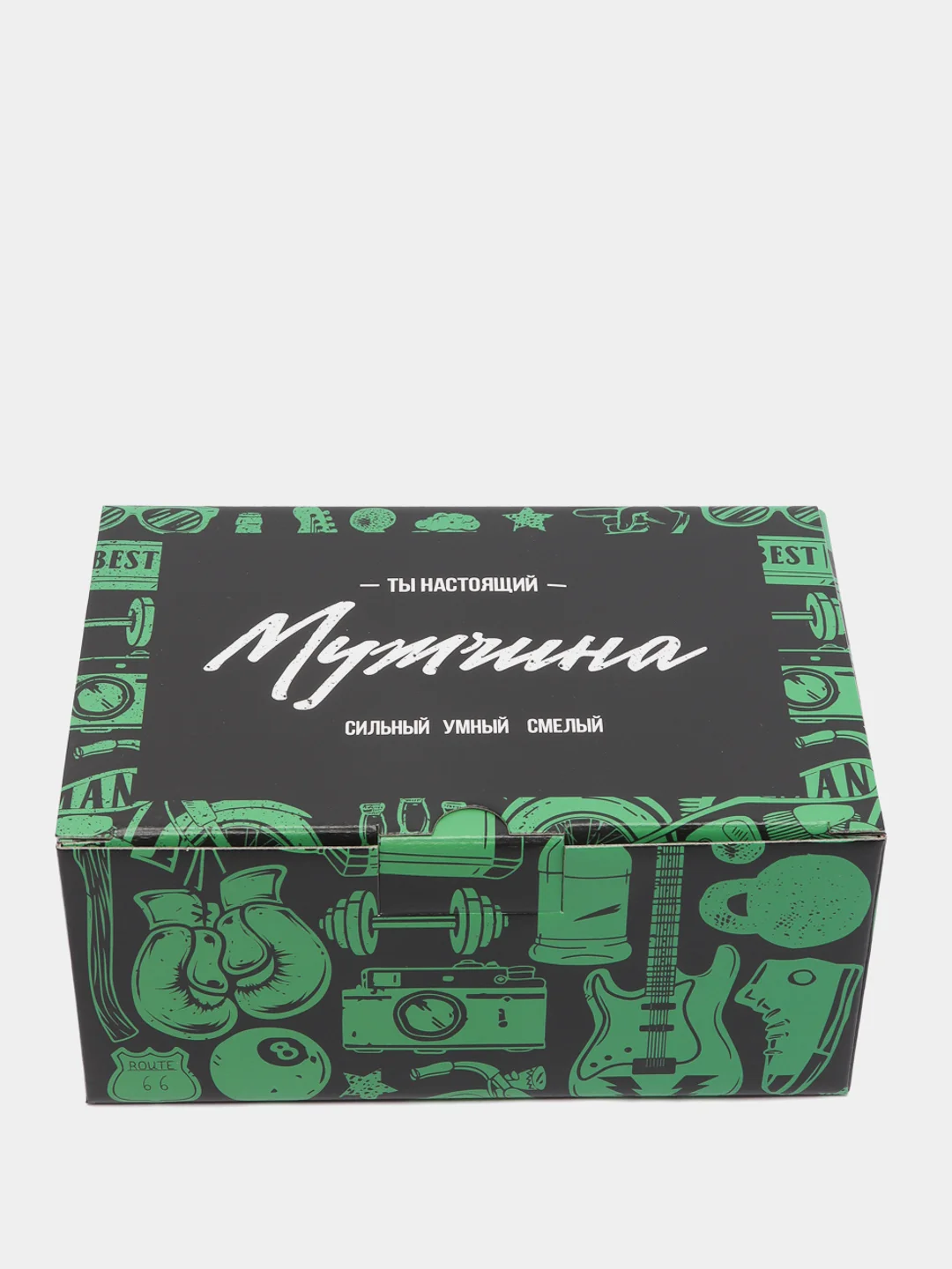 Зеленый коробка-пенал "Лучшему мужчине", плотный картон, 3 вида
