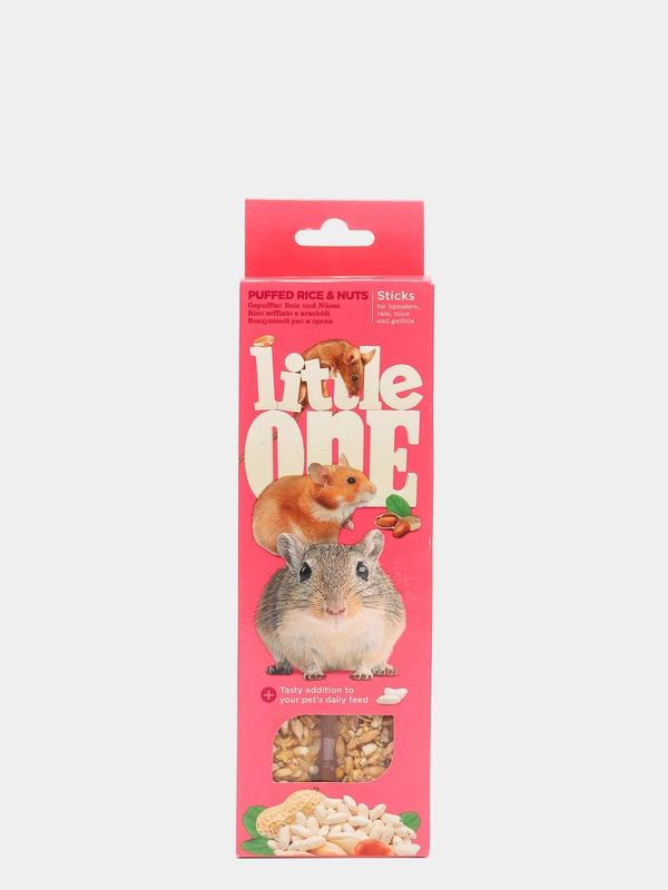 Little One. Палочки для хомяков, крыс, мышей и песчанок с воздушным рисом и орехами 2х55 гр.