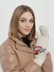 Пуховые варежки , вязанные руковицы