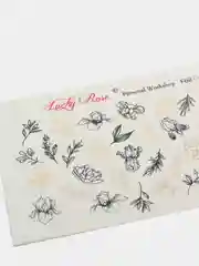Наклейка для дизайна ногтей Lucky Rose Цветы, Моно 3D слайдер для маникюра под гель-лак