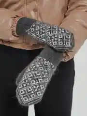 Черный варежки женские тёплые зимние