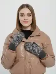 Черный варежки женские тёплые зимние