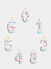 Свеча в торт "Цветное конфетти", цифра: 0, 1, 2, 3, 4, 5, 6, 7, 8, 9, х 5.5 см