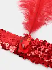 Красный перо на голову, повязка с пером новогодняя
