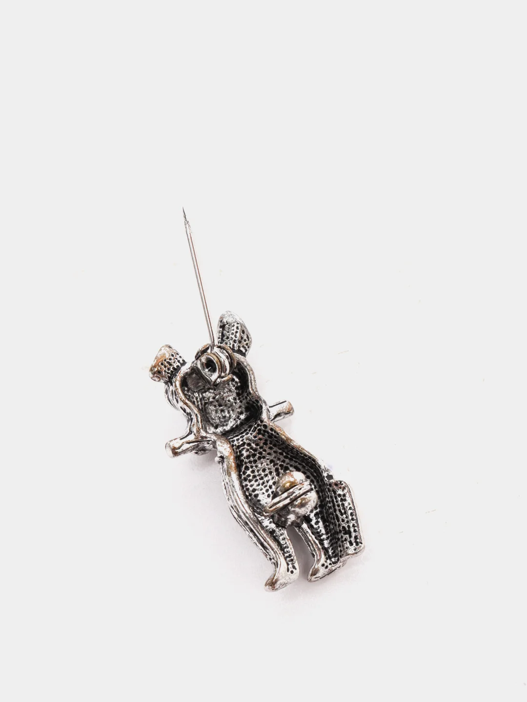 Серебряный мини брошь "Собака с косточкой", 2,5 х 1 см