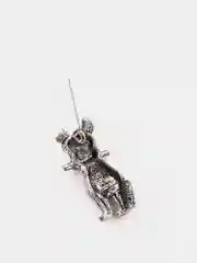 Серебряный мини брошь "Собака с косточкой", 2,5 х 1 см