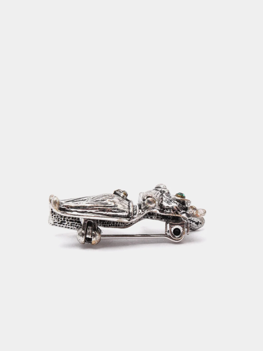 Серебряный мини брошь "Собака с косточкой", 2,5 х 1 см