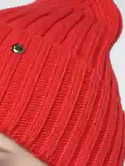 Красный шапка бини / шапка женская /шапка с отворотом /на осень вязаная / с утеплителем / 9 цветов