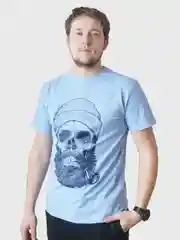 Светло-синий футболка унисекс с принтом, оверсайз