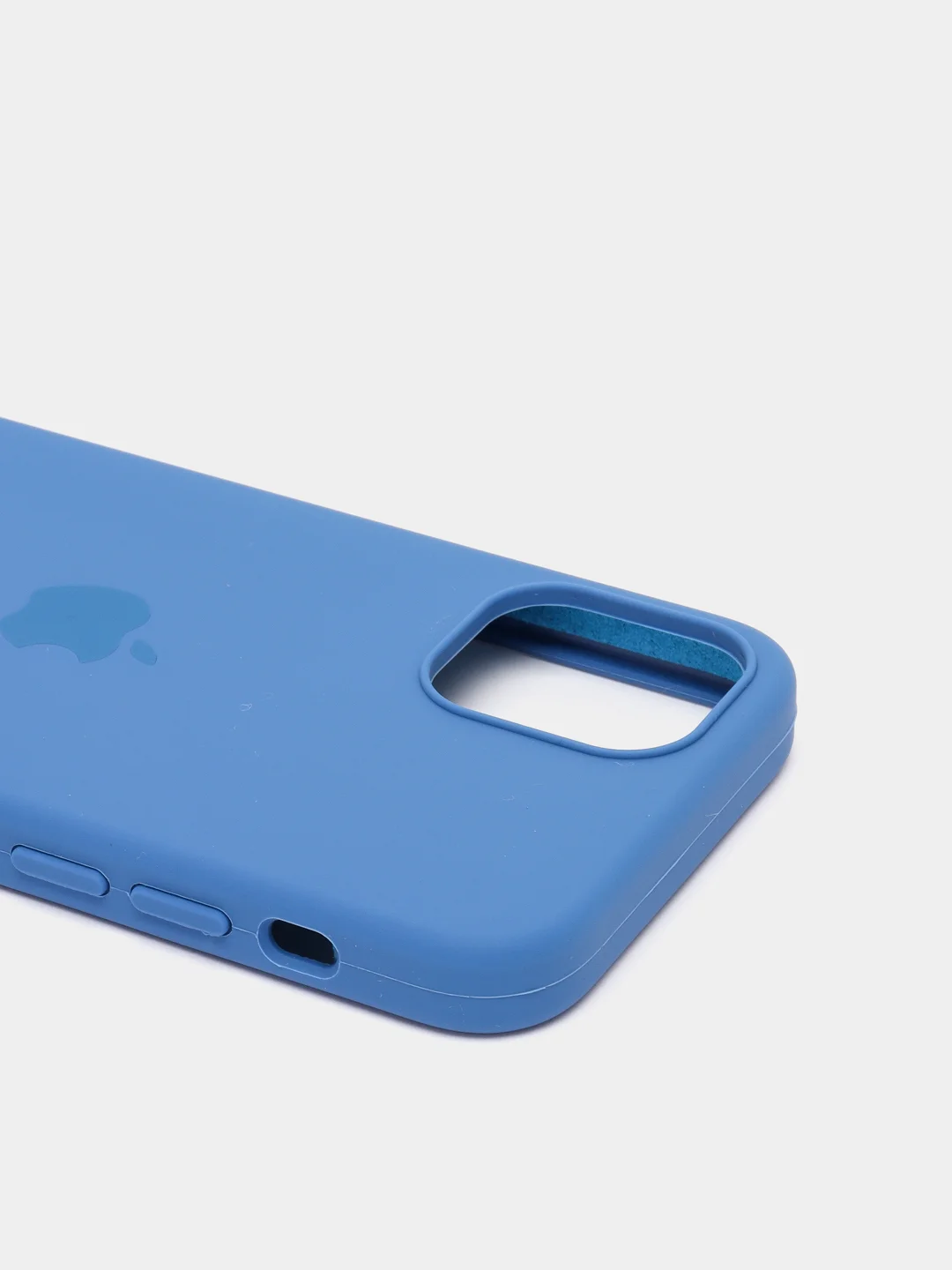 Синий чехол на iPhone 12, с бархатистым покрытием внутри