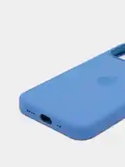 Синий чехол на iPhone 12, с бархатистым покрытием внутри