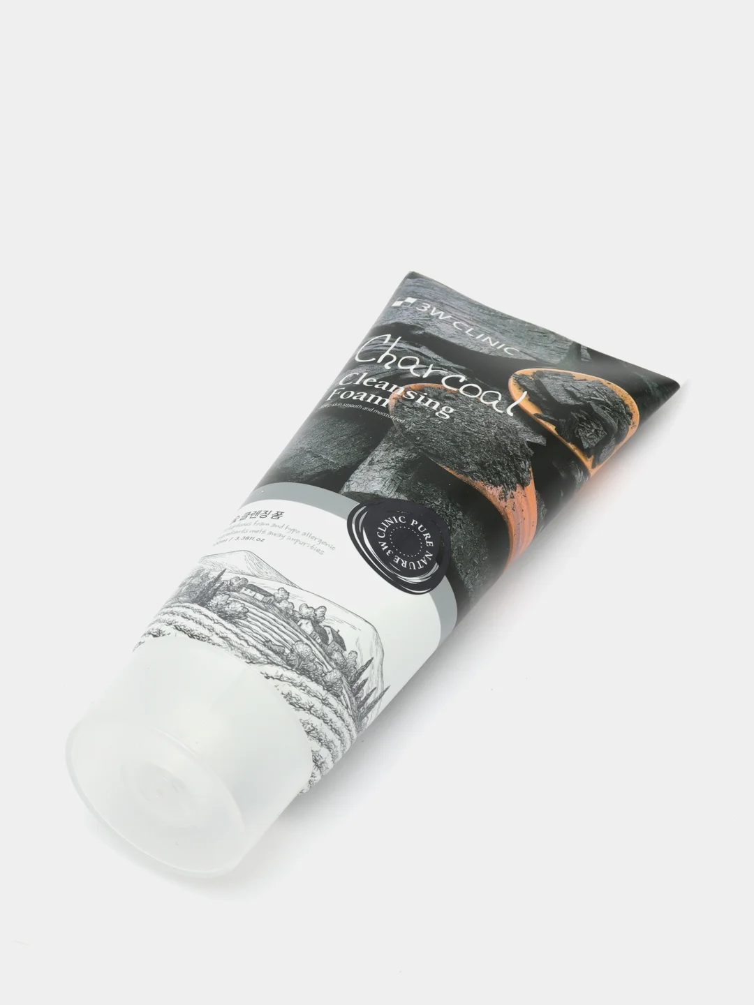 Пенка для умывания 3W Clinic Charcoal Cleansing Foam, с древесным углём, натуральная