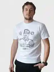 Белый футболка с принтом, унисекс