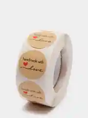 Терракотовый наклейки в рулоне "Hand made with love"