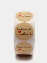 Терракотовый наклейки в рулоне "Hand made with love"