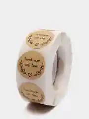 Коричневый наклейки в рулоне "Hand made with love"