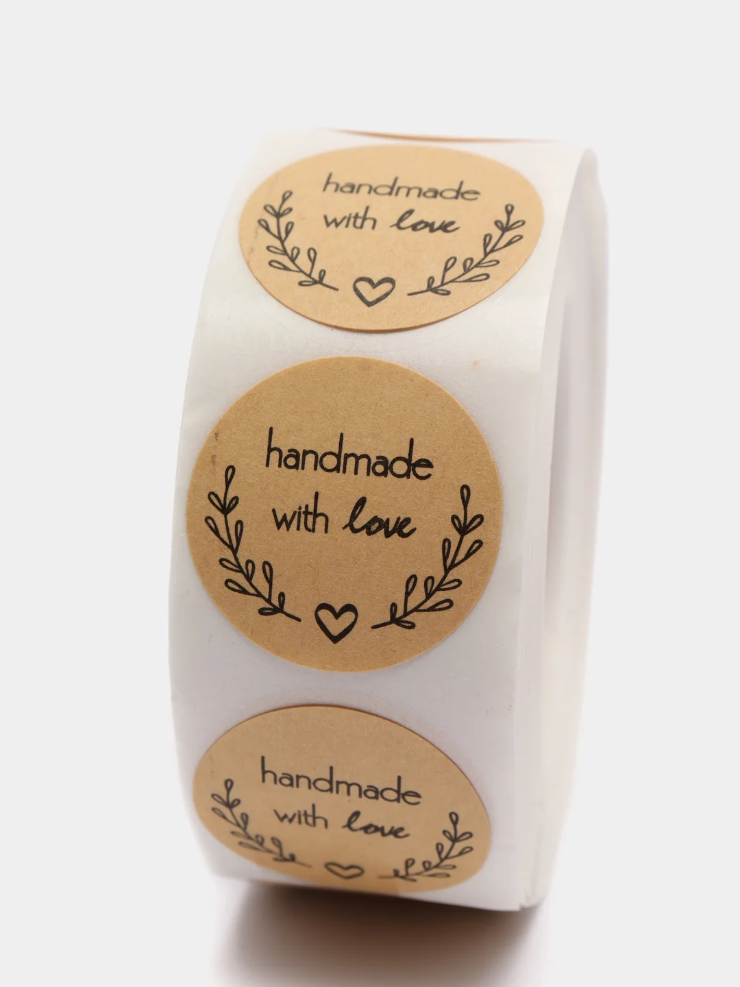 Карамельный наклейки в рулоне "Hand made with love"