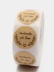 Карамельный наклейки в рулоне "Hand made with love"