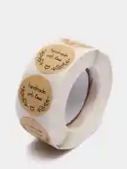 Карамельный наклейки в рулоне "Hand made with love"