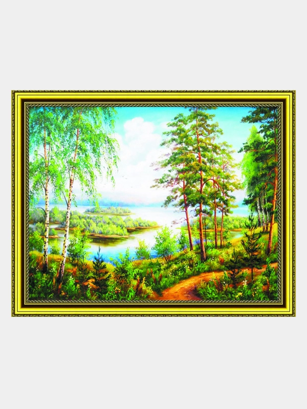 Алмазная мозаика "Летний пейзаж" 40*50 см на подрамнике, полная выкладка