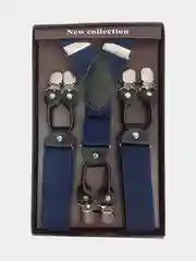 Синий подтяжки мужские в коробке, двойной клипс