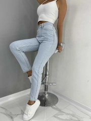 Женские джинсы "MOM fit" с высокой посадкой и завышенной талией, голубые