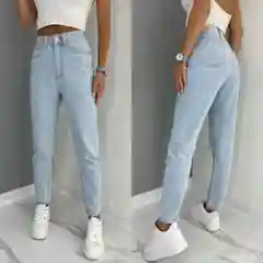 Женские джинсы "MOM fit" с высокой посадкой и завышенной талией, голубые