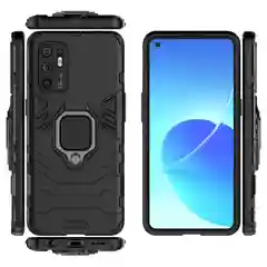 Красный чехол противоударный с кольцом-держателем на Oppo Reno 6 Reno6 (Оппо Рено 6)